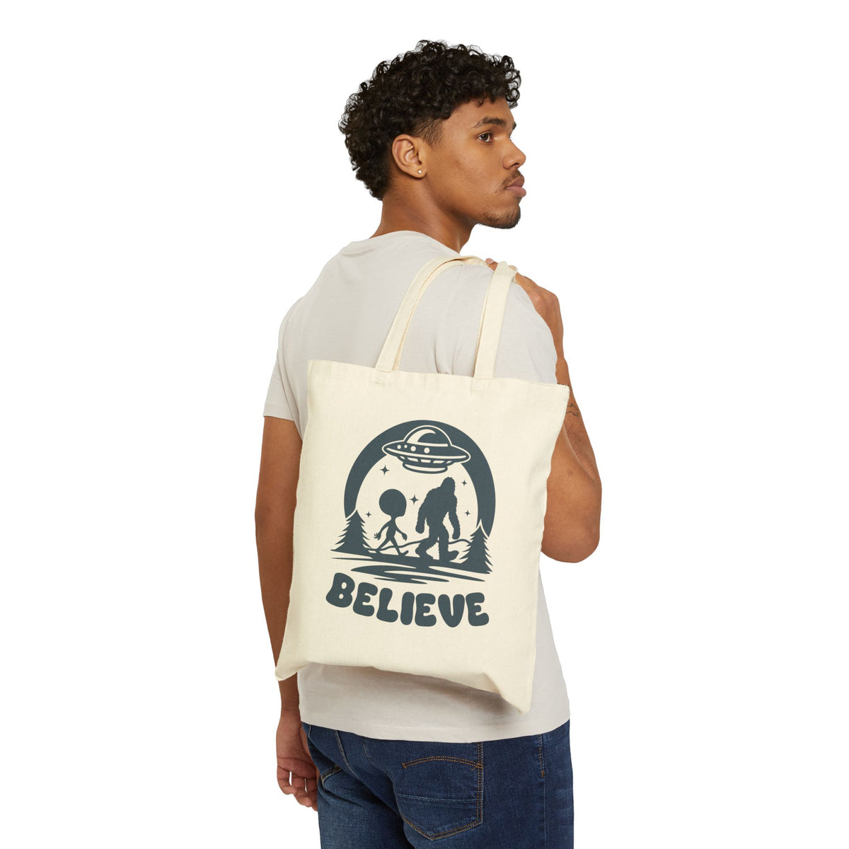 Believe in Aliens and Bigfoot Cotton Canvas Tote Bag