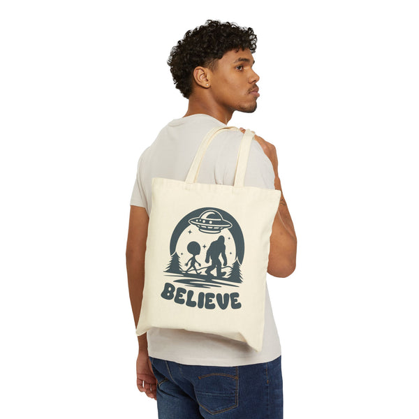 Believe in Aliens and Bigfoot Cotton Canvas Tote Bag