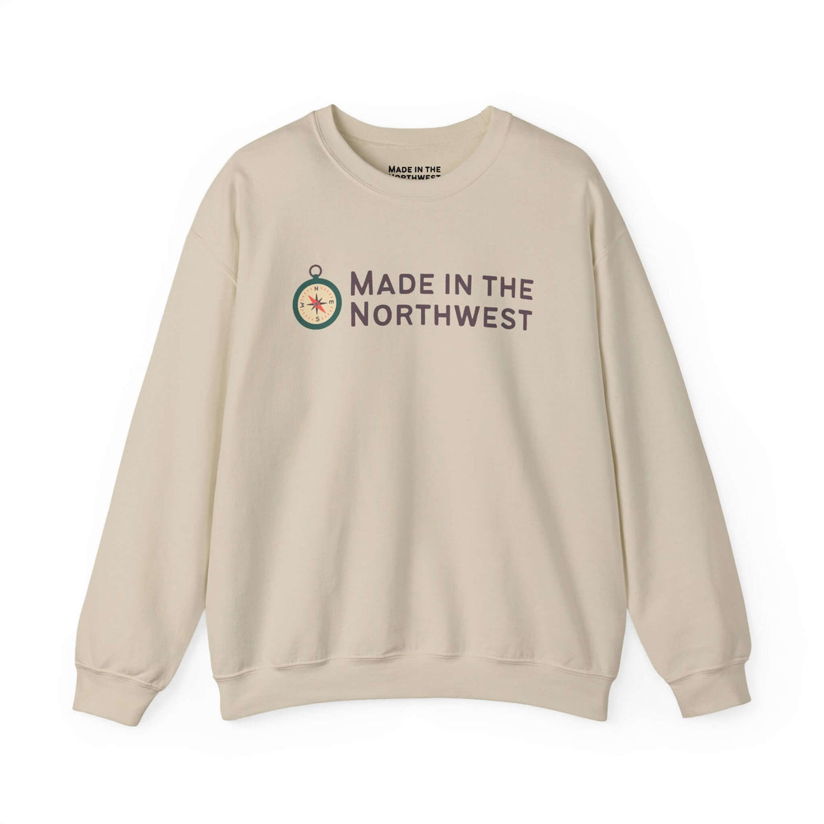 Made in the Northwest Sweatshirt featuring a compass graphic and logo celebrating PNW pride.