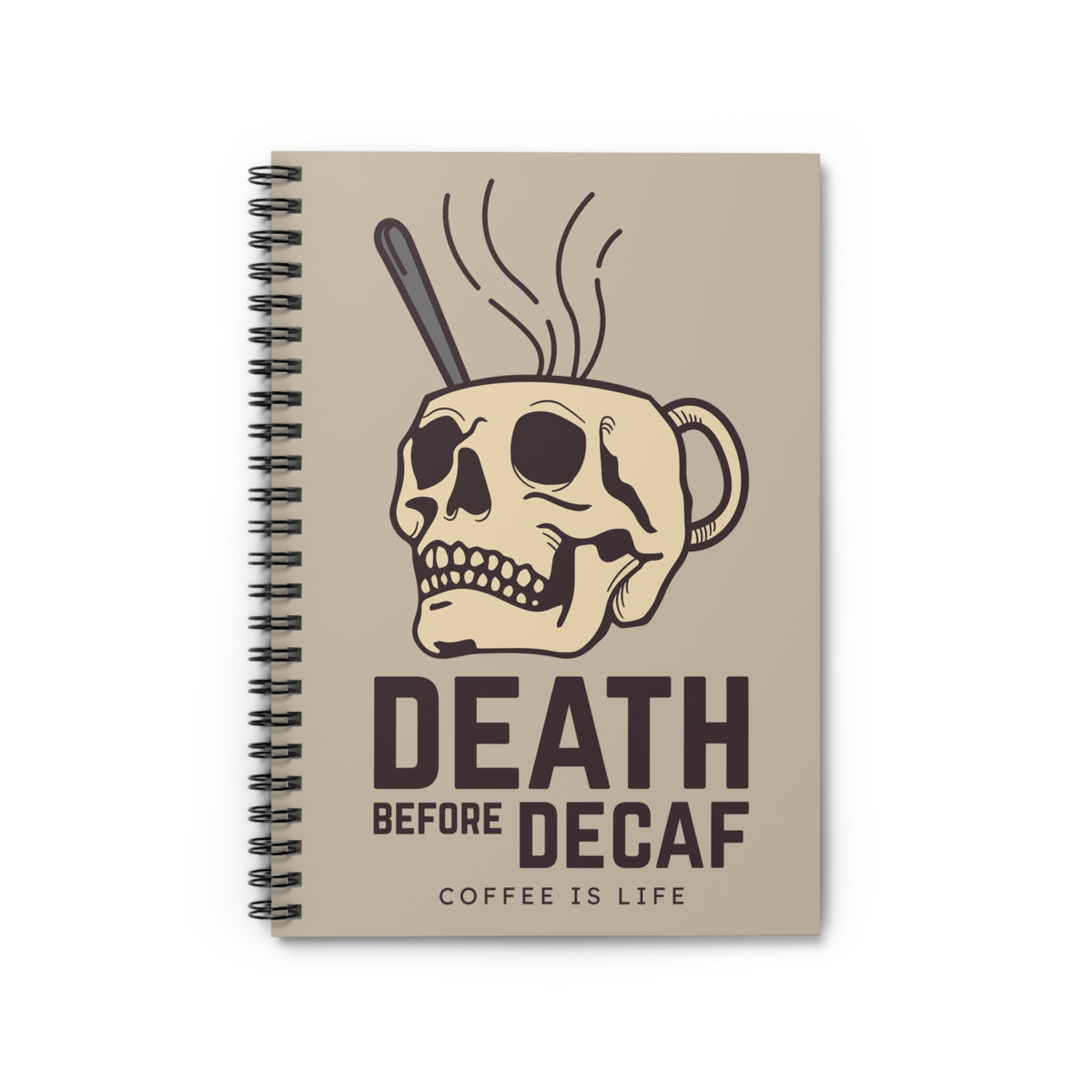 Death Before Decaf Skull Mug Spiral Notebook