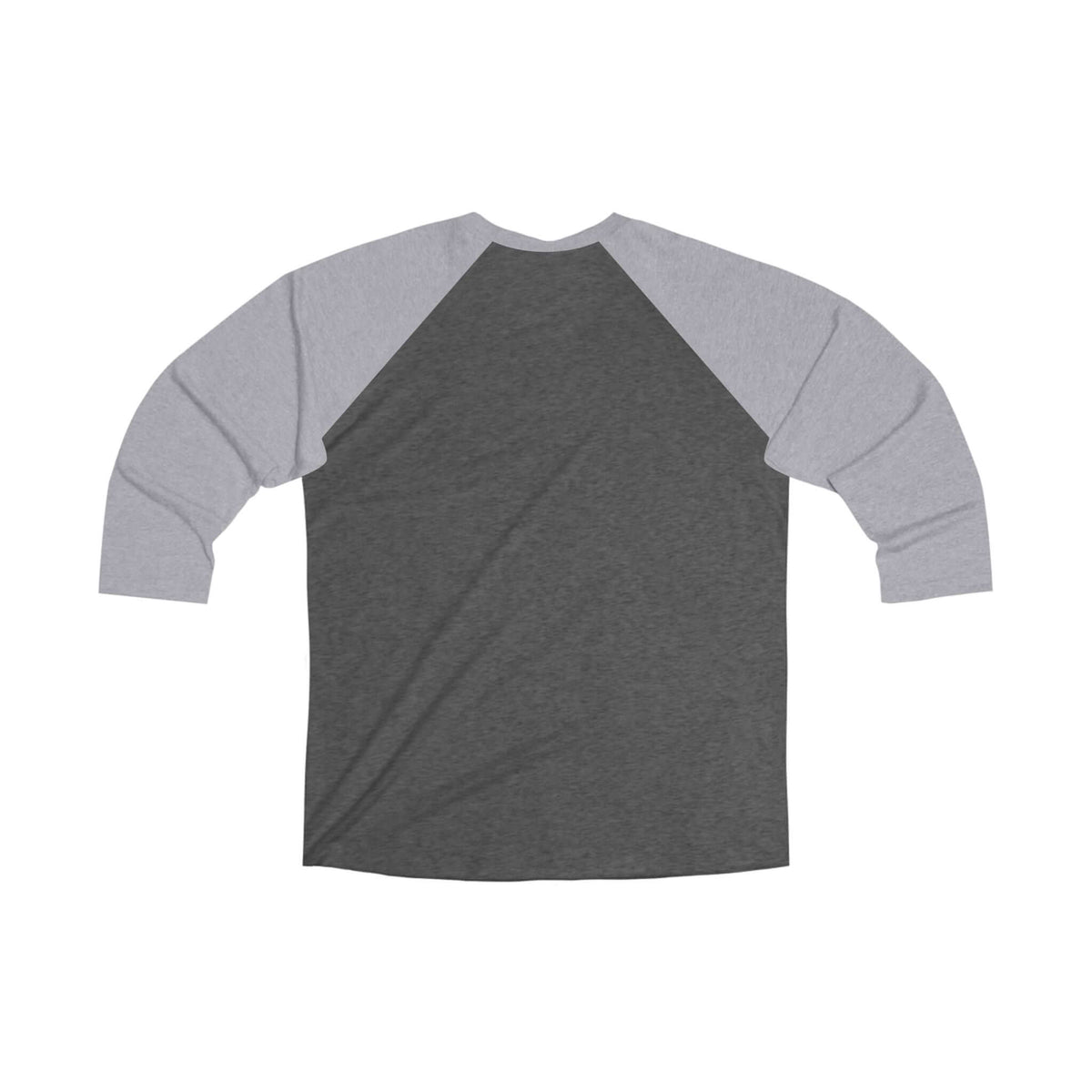 Back view of the 'Portland is for Lovers' 3/4 raglan tee in gray and light gray, perfect for showing Portland pride.