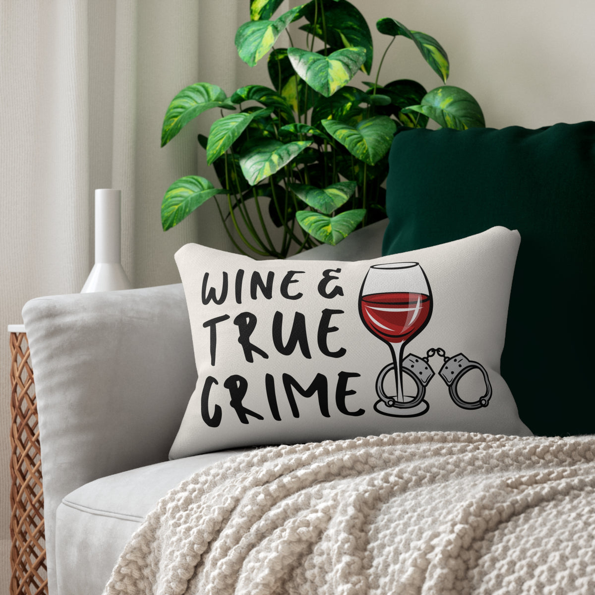 Wine & True Crime Decorative Lumbar Accent Pillow