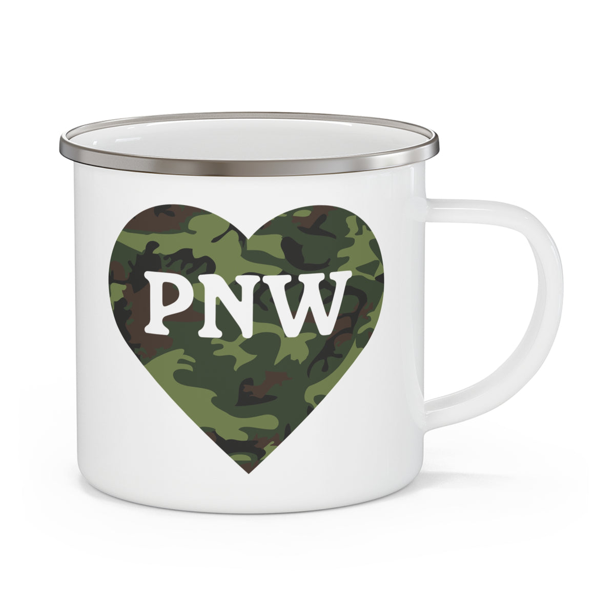 Camouflage PNW Heart Camping Mug