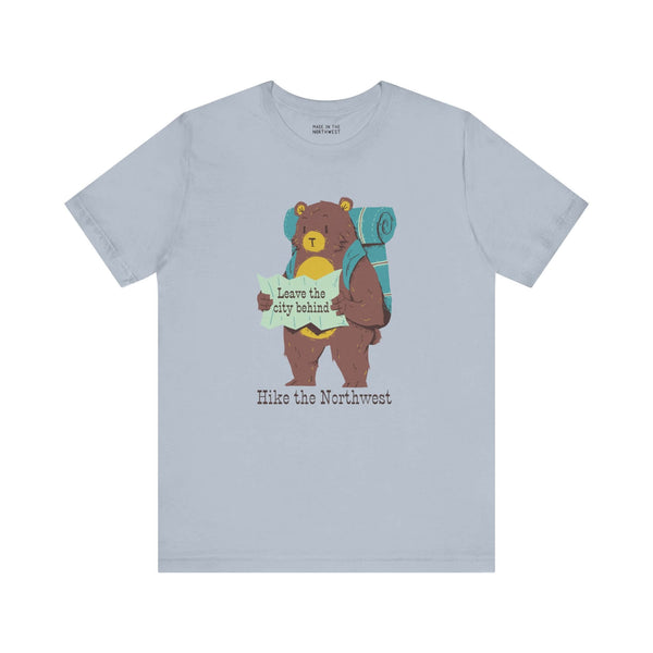 Bear's Big Northwest Adventure Tee featuring a bear with backpack and map, perfect for outdoor-loving kids.