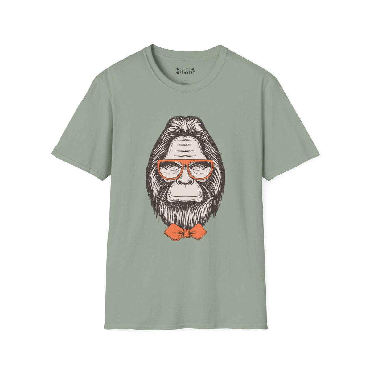 Gentleman of the Woods Bigfoot softstyle t-shirt featuring a classy Sasquatch in glasses and bowtie.