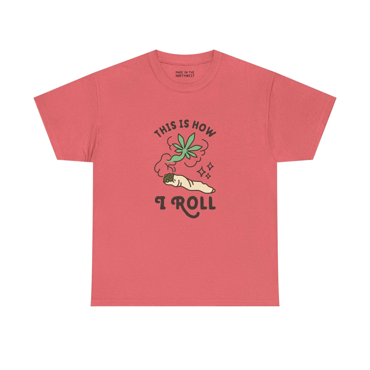 This is How I Roll athletic tee with a marijuana joint graphic, perfect for laid-back vibes and good times.