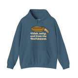 Thick and Salty Northwest Geoduck Clam Hoodie featuring bold graphic and humorous text for PNW locals.