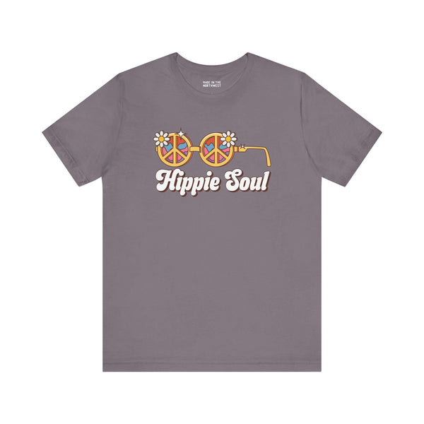 Hippie Soul retro peace tee featuring flower glasses design in vintage style, perfect for free spirits and festival lovers.