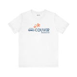 Groovy VAN-Couver Vibes Premium Soft Tee featuring a van graphic and floral design, perfect for retro enthusiasts.