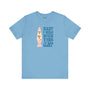 Baby I Was Born This Gay premium soft tee in blue, featuring vibrant text and a playful design celebrating love and pride.