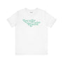 White Locally Hated premium soft tee with bold cursive font, perfect for making a statement.