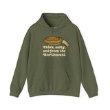 Thick and salty Northwest geoduck clam hoodie with humorous graphic for seafood lovers.
