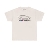 White T-shirt featuring BMW wagon silhouette with 