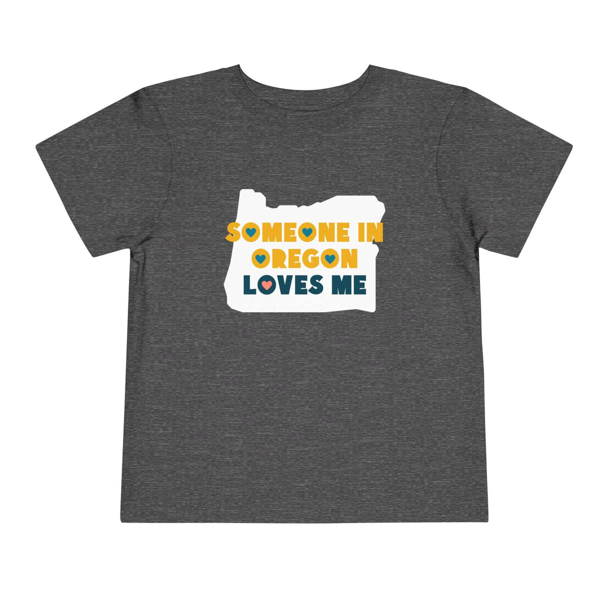 Someone in Oregon Loves Me Premium Soft Toddler Tee in grey, featuring a heartwarming Oregon design.