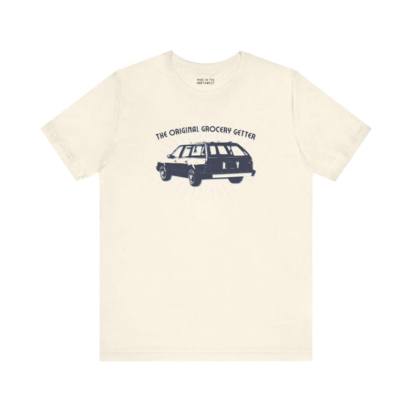 The Original Grocery Getter Tee featuring a classic mid-80s Oldsmobile Cutlass Cruiser Wagon design.