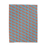 Dala Horse Blanket – Scandi Spirit Lightweight Cozy Throw featuring colorful horse patterns on a blue background.