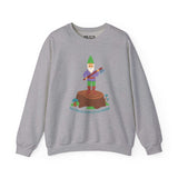 Gray sweatshirt featuring a gnome with an axe standing on a stump, with the text 'Say hello to my little friend' below.