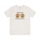 Radiate Positivity soft tee with vibrant floral glasses design, perfect for free spirits and optimists.