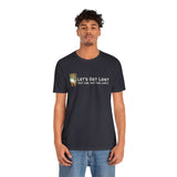 Black premium soft tee with 'Let's Get Lost (But Not Too Lost)' design for adventure enthusiasts.