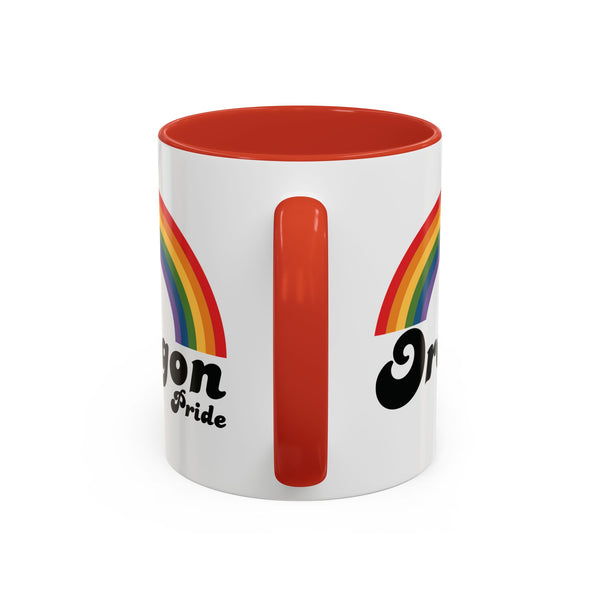Retro Rainbow Oregon Pride Ceramic Coffee Mug