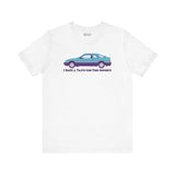 White automotive tee featuring 80s Merkur XR4TI with the slogan 'I Have a Taste for Fine Imports'.