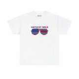 White Shades of Vantucky Proud Athletic Tee with red, white, and blue sunglasses design for summer style.