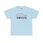 Light blue athletic t-shirt featuring a silhouette design of the iconic F31 BMW wagon and "Wagon" text for car enthusiasts.