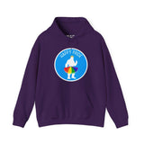 Bigfoot's Pride Parade hoodie with rainbow tutu and crown design on purple background, showcasing a festive Pride spirit.