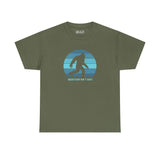 Olive green Squatchin' Ain't Easy athletic tee featuring a silhouette of Bigfoot.