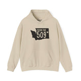 From the 509 Spokane hoodie with Washington state silhouette and star, perfect for showcasing local pride.