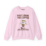 Pink sweatshirt with the text 