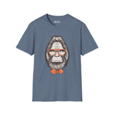 Gentleman of the Woods Bigfoot Softstyle T-Shirt featuring a well-groomed Sasquatch in glasses and a bowtie.