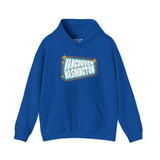 Retro Vancouver Washington hoodie featuring a nostalgic 50s-inspired design in vibrant blue.