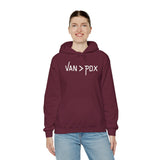 Vancouver over Portland hoodie featuring 'Van > PDX' design, perfect for outdoor lovers and city enthusiasts.