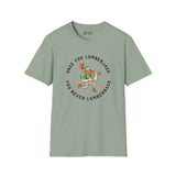 Once You Lumberjack vintage style t-shirt in green, featuring a lumberjack with axe graphic and playful slogan.