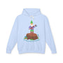 Lightweight hoodie featuring a gnome with an axe on a stump, saying 'Say hello to my little friend'.