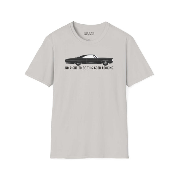 No Right to Be This Good Looking Car Softstyle T-Shirt featuring classic Pontiac design, perfect for car enthusiasts.