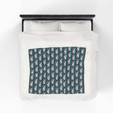 Highway Hideaway Class A Motorhome Lightweight Cozy Blanket displayed on a bed, featuring a repeat motorhome pattern.