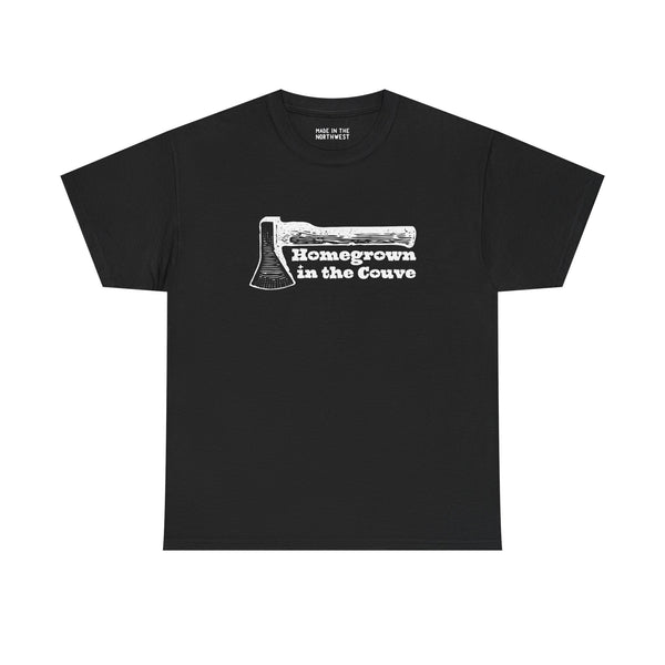 Homegrown in the Couve athletic tee featuring a bold illustrated axe, representing Vancouver's rugged charm.