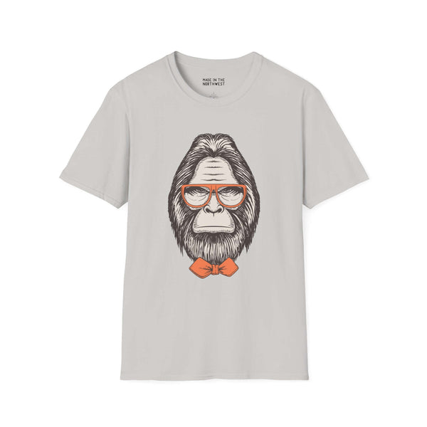 Gentleman of the Woods Bigfoot T-shirt featuring a classy Sasquatch with glasses and a bowtie.