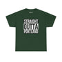 Green athletic tee featuring 'Straight Outta Portland' graphic design for local pride and streetwear style.