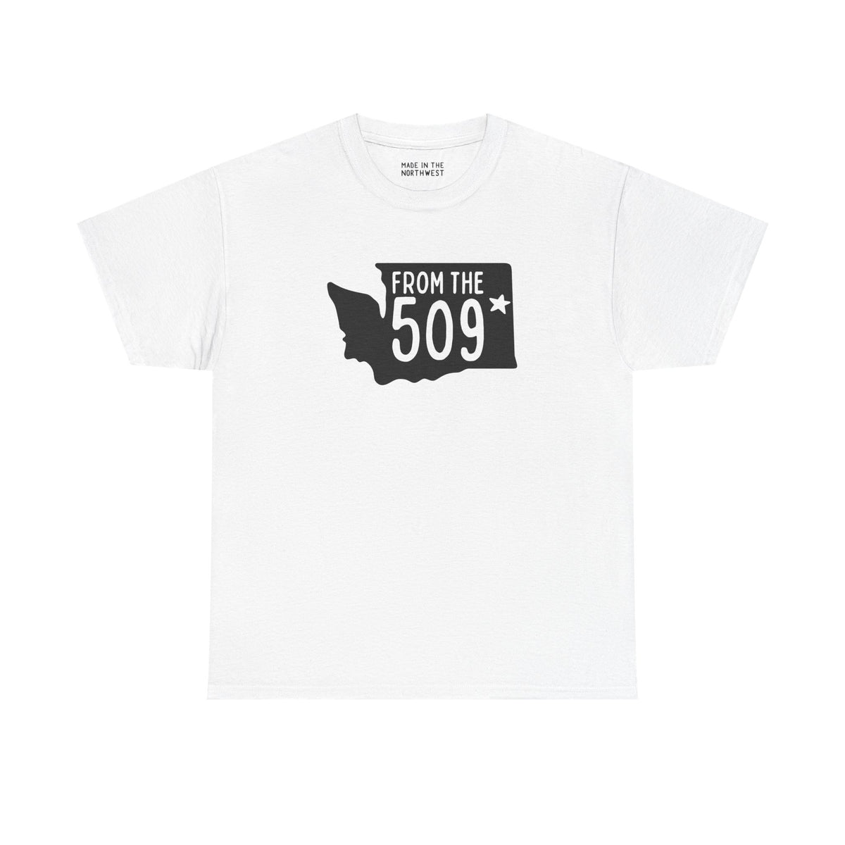 From the 509 Washington State Athletic Tee showcasing Spokane pride with a state shape and star design.