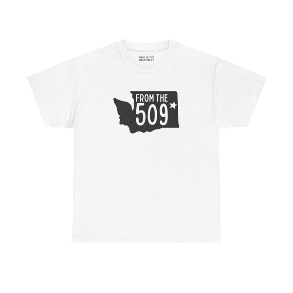 From the 509 Washington State Athletic Tee showcasing Spokane pride with a state shape and star design.