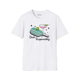 Dink Responsibly T Shirt featuring pickleball paddle, ball, and martini glass design