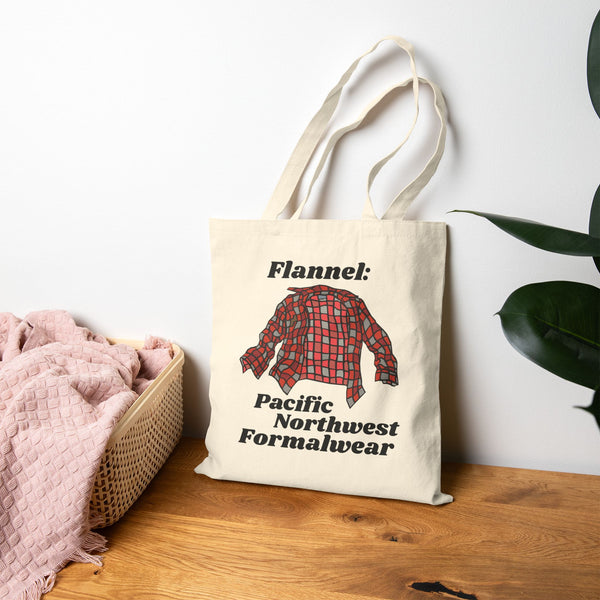 Flannel is PNW Formalwear Cotton Canvas Tote Bag