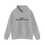 Light gray hoodie with the text 'spicy portland mom' for eco-conscious moms in the city.