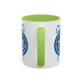 It's Always Coffee Time Mug with green interior and handle, featuring playful blue clock graphic.