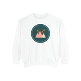 Minimalist Forest in a Northwest Style Garment Dyed Relaxed Sweatshirt featuring a mountain design.