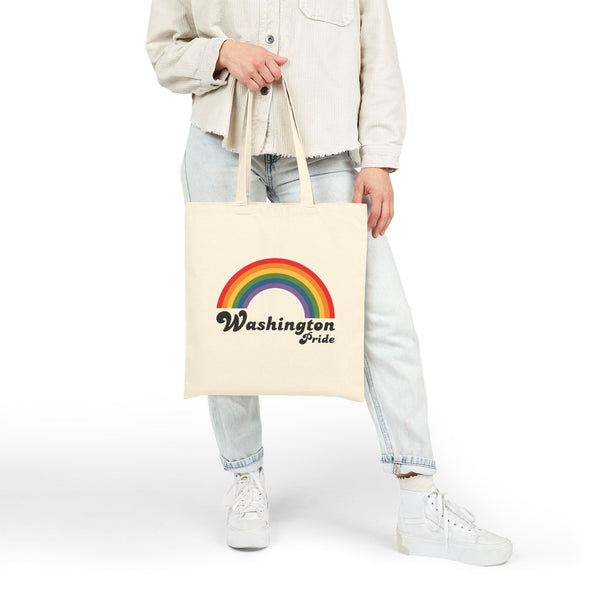 Retro Rainbow Washingon Pride Cotton Canvas Tote Bag