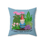 Be Yourself Gnome Matter What pillow featuring a cheerful gnome design surrounded by vibrant flowers.